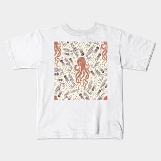 Red Octopus and Jellyfish Kids T-Shirt